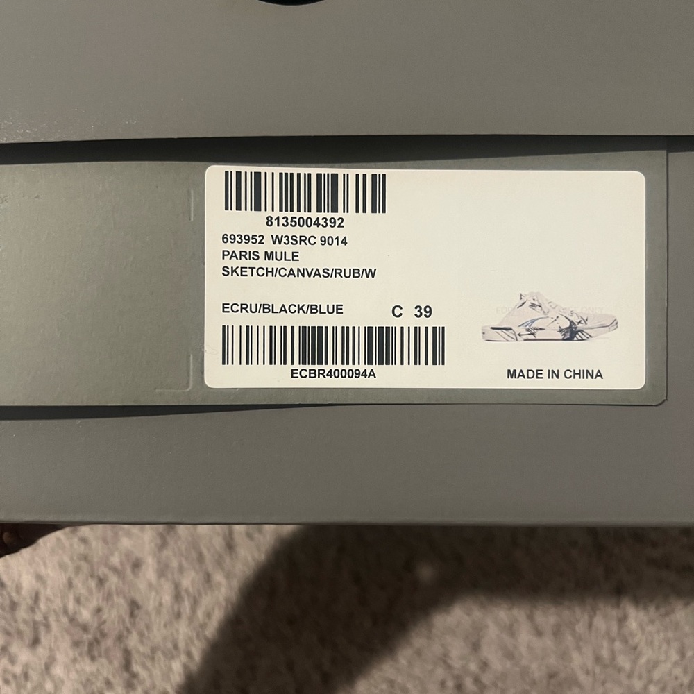 Balenciaga Ecru Black Blue Paris Mule